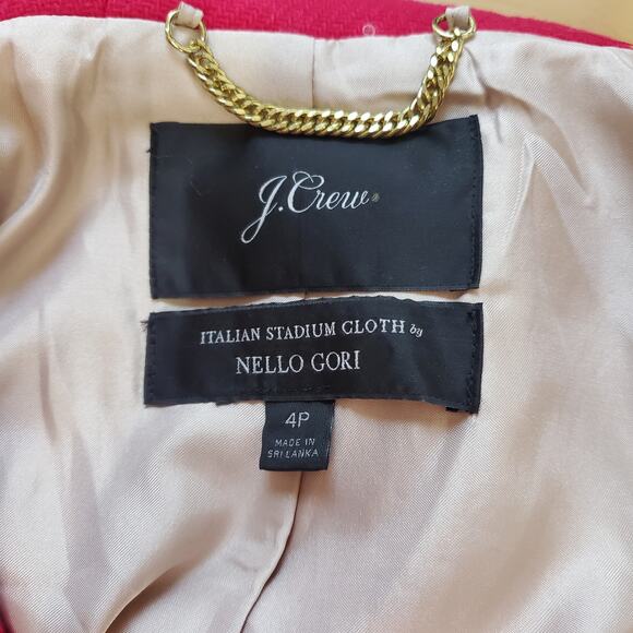 J Crew Petite Chateau Parka Coat Italian Stadium Cloth Wool Bright Pink 4P - Picture 7 of 10